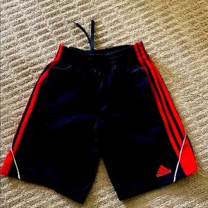 Adidas Black and Red Athletic Shorts with Elastic Waistband S(8/10)